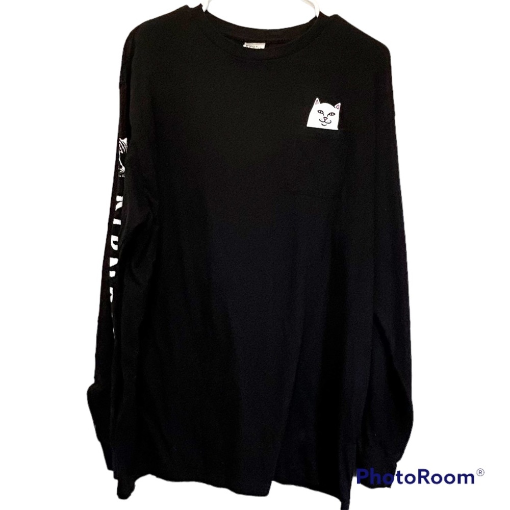 RIP n DIP -  Unisex "Lord Nerml"  Black Long Sleeve Cotton Pocket T-Shirt - XL